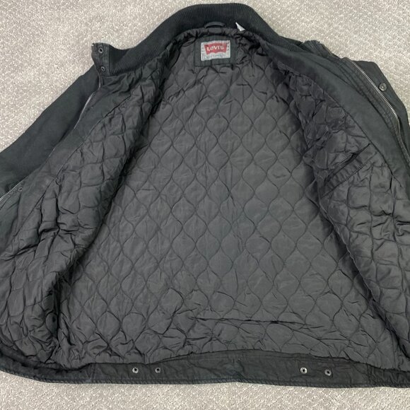 Levi's Jacket Mens Large Black Military Field Canvas Cotton 2 Pocket Quilt Lined - Picture 10 of 16